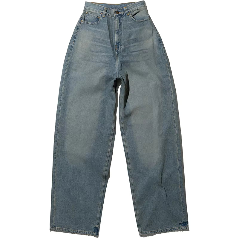 Customized Super Baggy Fit Classic Wash Mid Rise Jeans Women's Casual Sexy Denim Streetwear Trousers Loose Fit with Sexy Waist