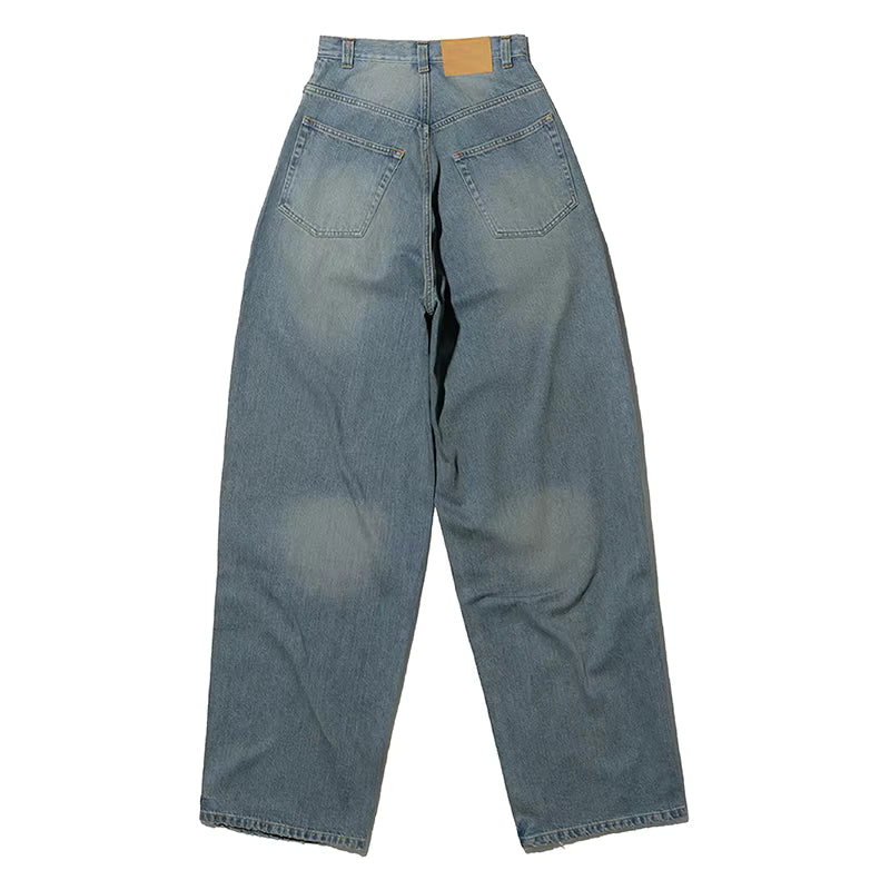 Customized Super Baggy Fit Classic Wash Mid Rise Jeans Women's Casual Sexy Denim Streetwear Trousers Loose Fit with Sexy Waist